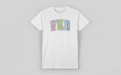 WWJD Striped Varsity Graphic Tee