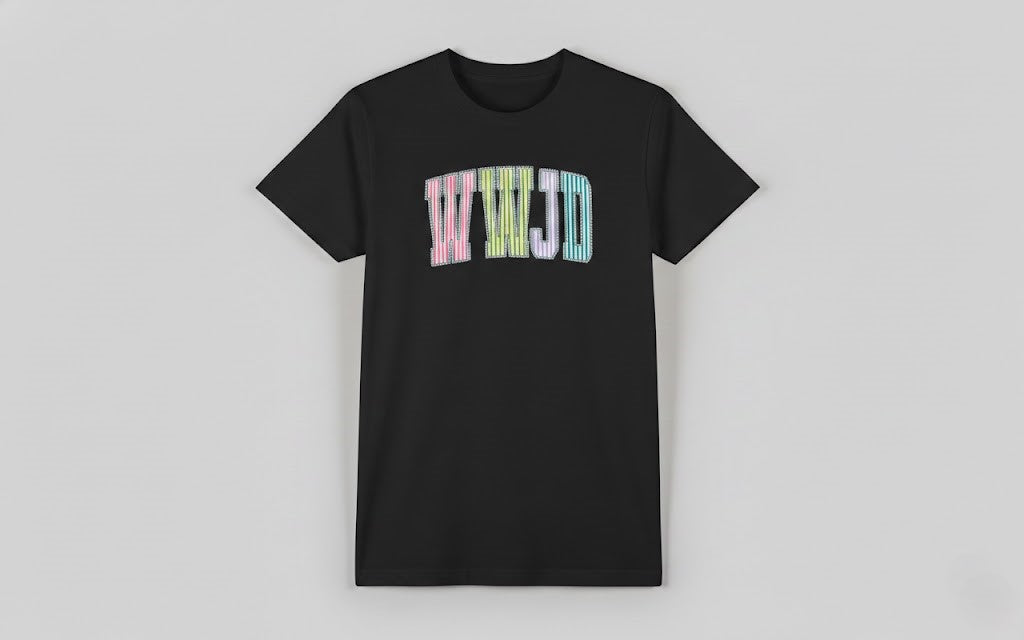 WWJD Striped Varsity Graphic Tee