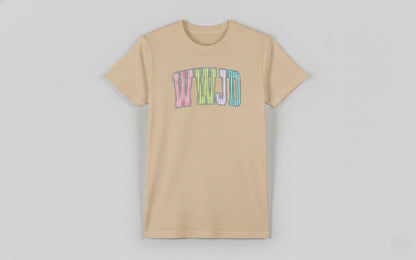 WWJD Striped Varsity Graphic Tee